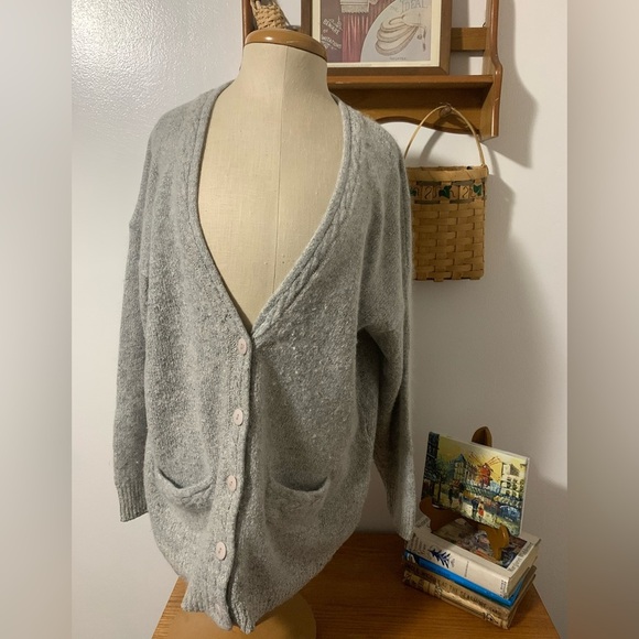 Segue Vintage Grey silk angora lambs wool cardigan XL - Picture 4 of 11